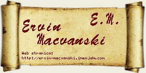 Ervin Mačvanski vizit kartica